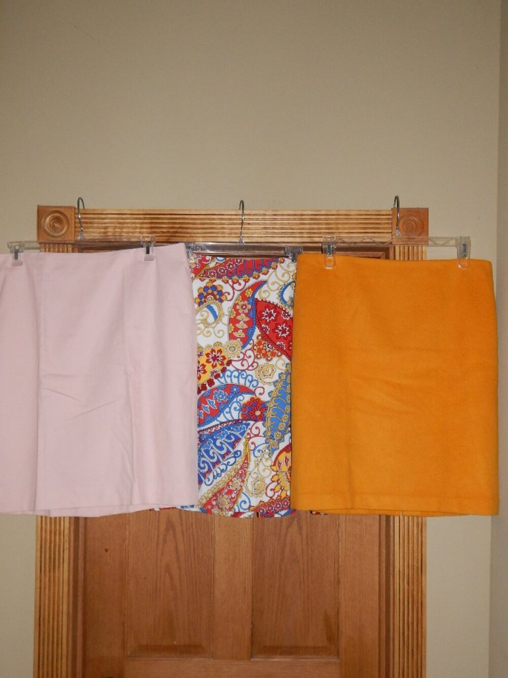 LOT 3 Women's Size 16 TALBOTS Pale Pink Bright Paisley Yellow Gold Wool Skirt